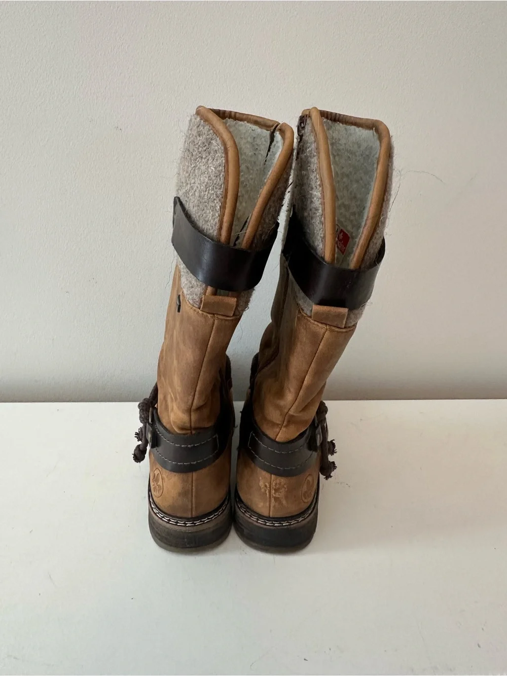 Rieker Womens Winter Snow Boots Brown Wool Mid-Calf 94774 ~ size 40
